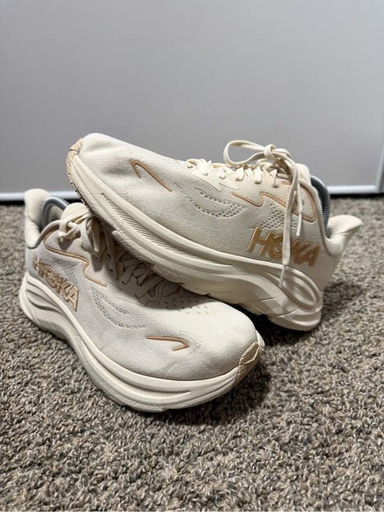Hoka Shoes - Hoka clifton 10 Cream and Beige Lightweight Running Shoes